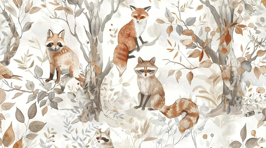 Custom Children's Forest Mural Wallpaper | Cartoon Animals | Made to Measure
