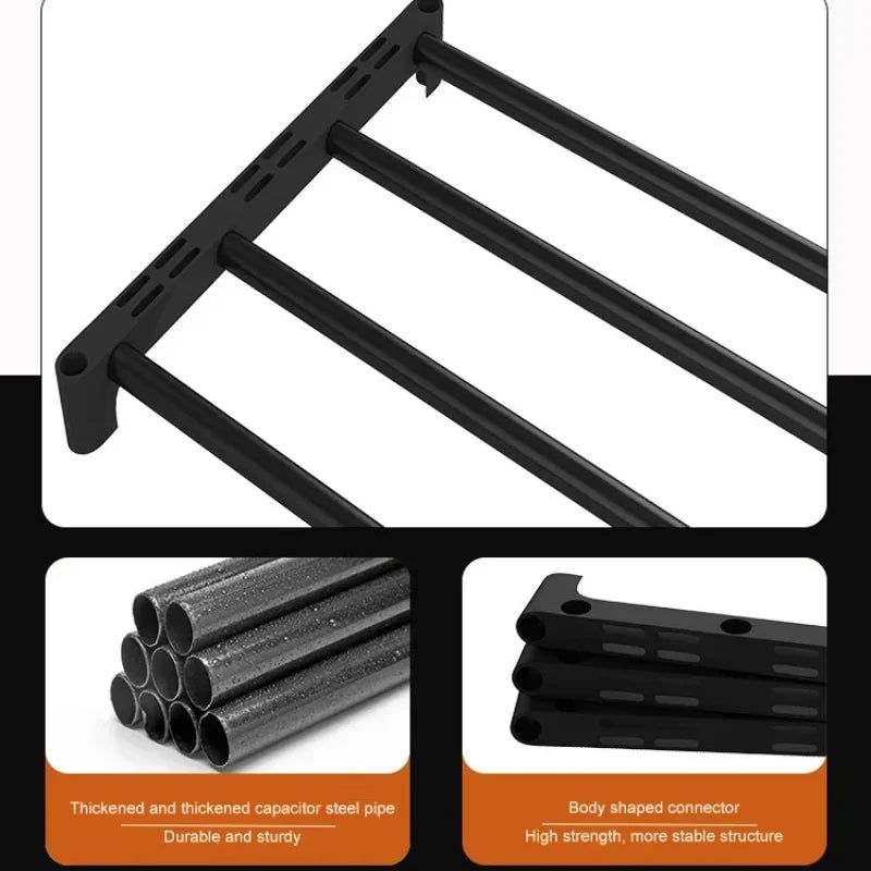 Black elevated shoe rack