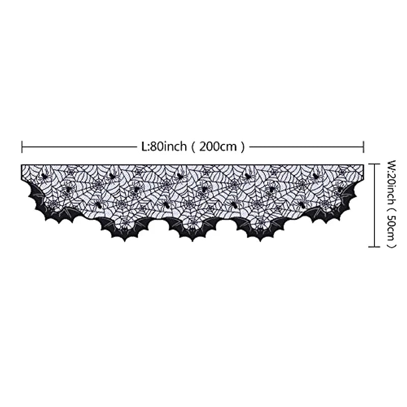 Lace Spider Web & Skeleton Fireplace Mantel Scarf