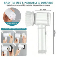Cordless electric spin scrubber