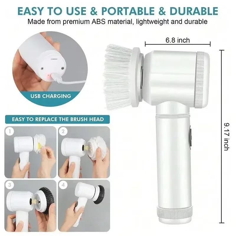 Cordless electric spin scrubber