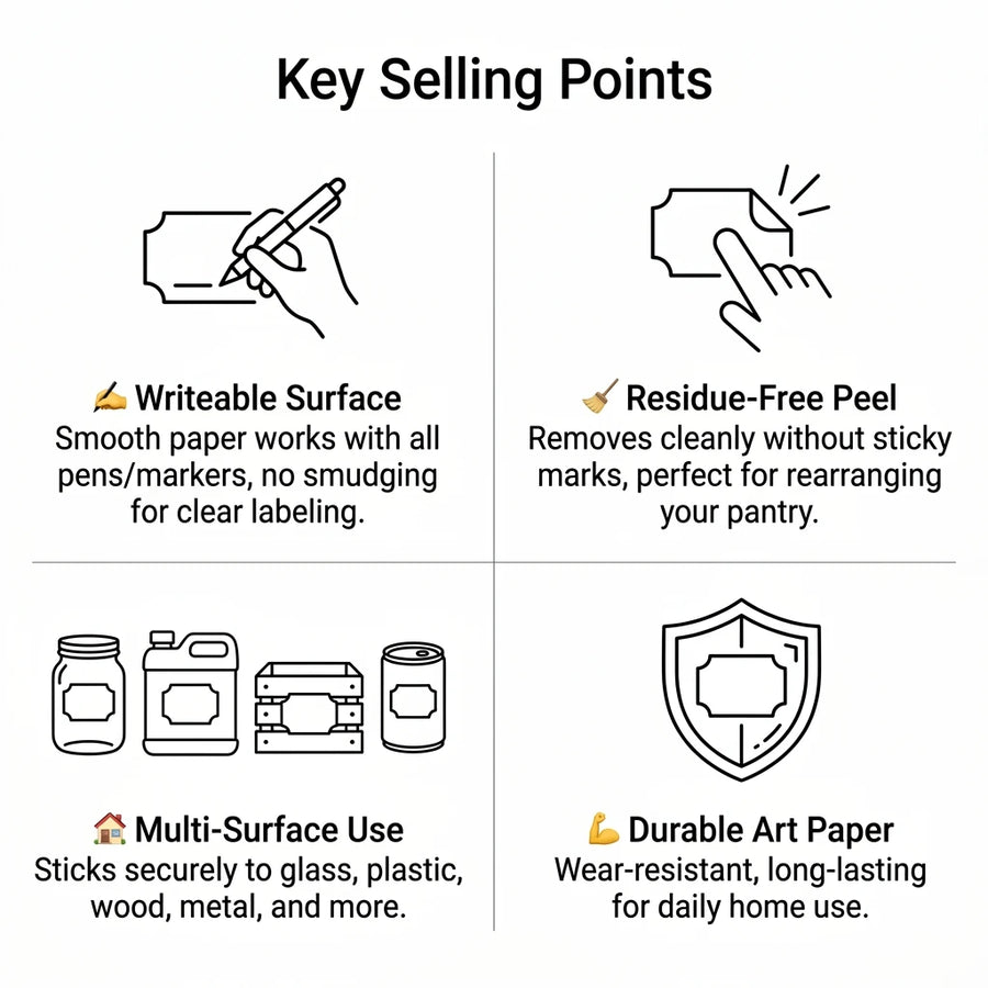 Fridge & Freezer Food Label Stickers — 150 per Roll, Food-Safe