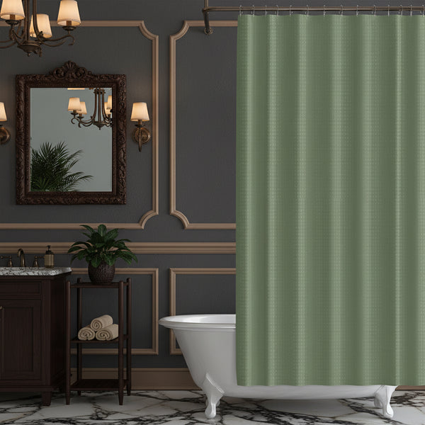 Waffle Texture Shower Curtain — Waterproof & Mildew-Proof | 4 Colours | 3 Sizes | 12 Hooks Included
