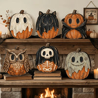 Retro Wooden Block Autumn Shelf Decor