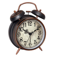 Antique Copper Twin-Bell Alarm Clock — Super Loud | Silent Movement | Night Light