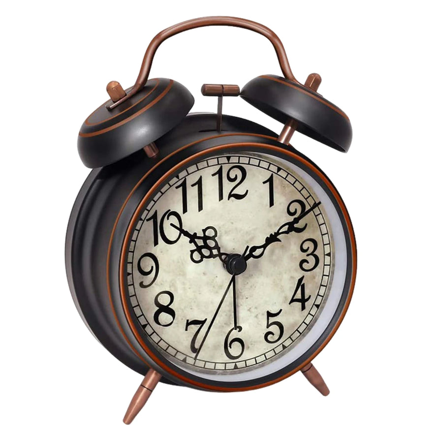 Antique Copper Twin-Bell Alarm Clock — Super Loud | Silent Movement | Night Light