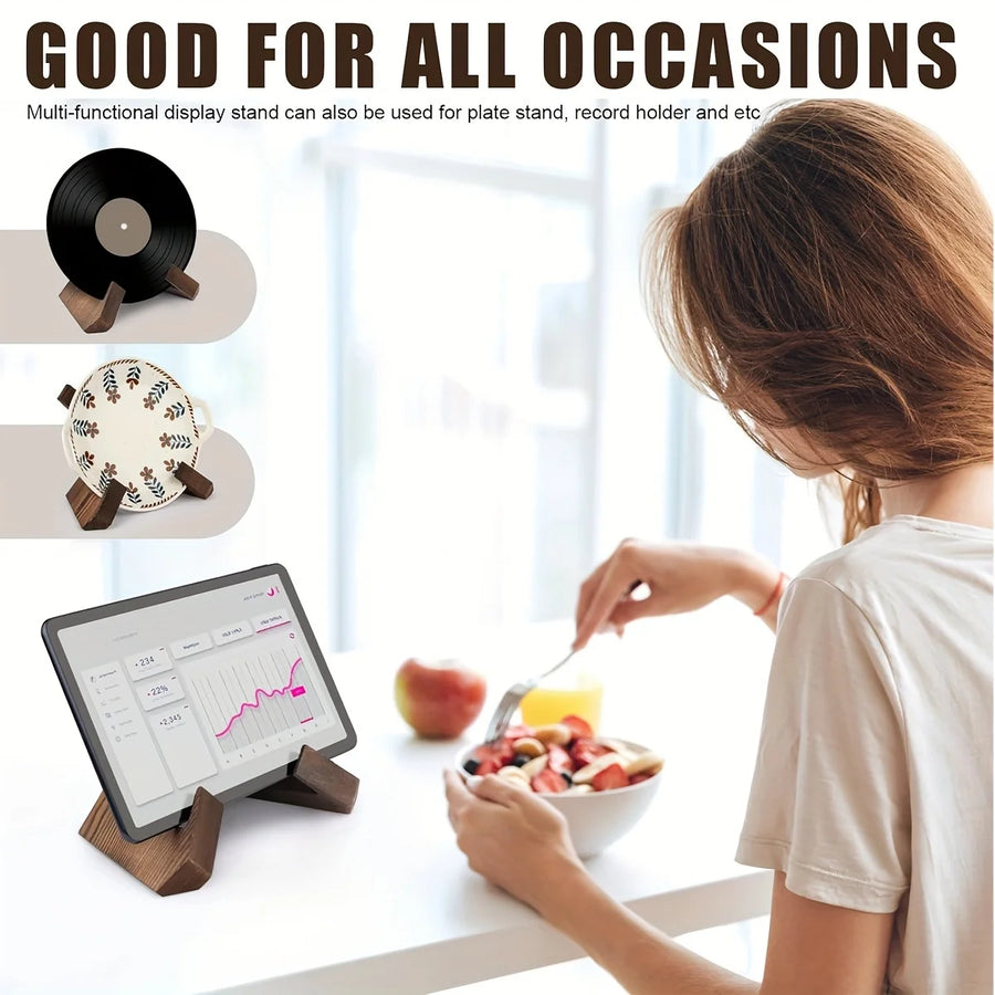Rustic Wooden Cookbook Stand — Kitchen Counter Recipe Holder | Heritage Grain