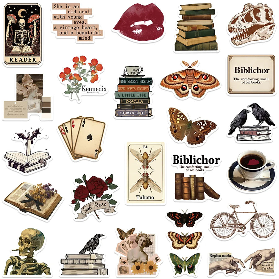Dark academia vinyl sticker pack — 50 designs