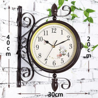 Antique Double-Sided Iron Wall Clock — Silent Movement | Indoor & Outdoor