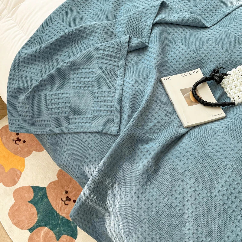 Pure Cotton Waffle Throw Blanket — Breathable & Soft | 6 Colours | 3 Sizes