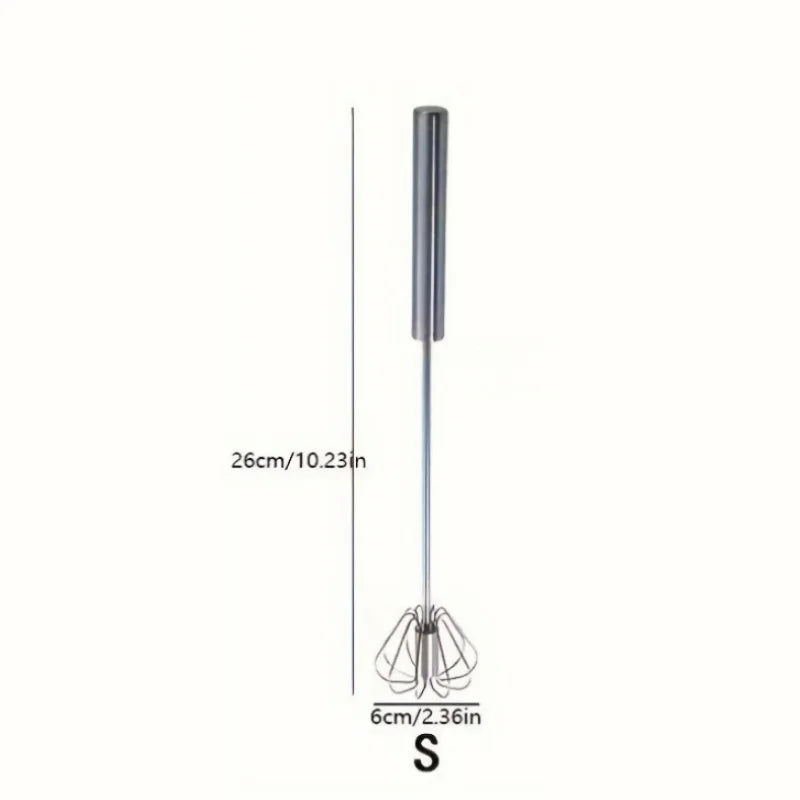 Semi-Automatic Stainless Steel Egg Beater — Hand Push Mixer, S / M / L
