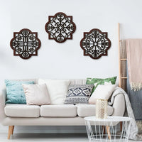 3-piece rustic wood geometric wall art set