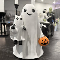Resin Ghost & Pumpkin Ornament