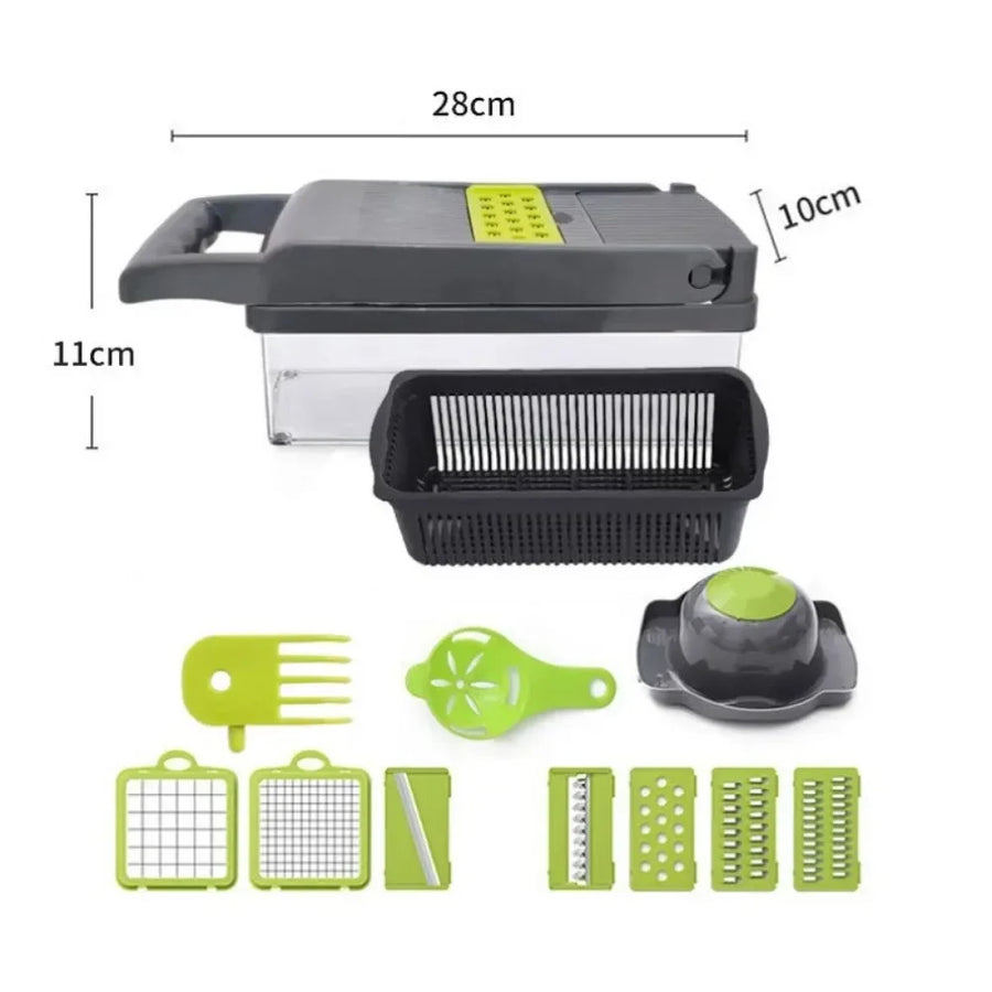Multifunctional Vegetable Chopper & Slicer — 14-in-1 or 16-in-1, Stainless Steel Blades