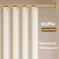 Waffle Texture Shower Curtain — Waterproof & Mildew-Proof | 4 Colours | 3 Sizes | 12 Hooks Included