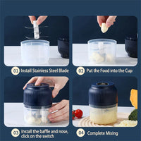 Mini Electric Food Chopper — 250ml, USB Rechargeable, 3-Blade, Wireless