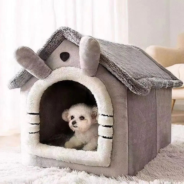 House-Style Pet Bed | Coral Fleece | Dogs & Cats | S/M/L