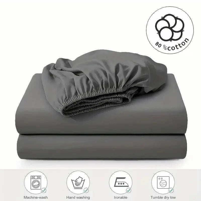 Washed cotton fitted sheet