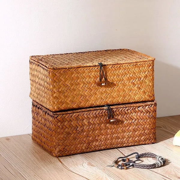 Woven rattan storage basket