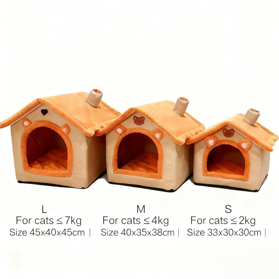 House-Style Pet Bed | Coral Fleece | Dogs & Cats | S/M/L
