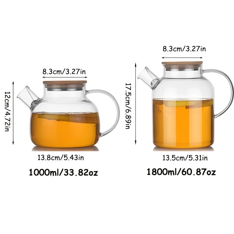 1L/1.8L Large Capacity Glass Teapot