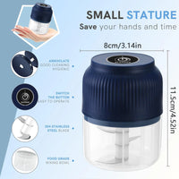 Mini Electric Food Chopper — 250ml, USB Rechargeable, 3-Blade, Wireless