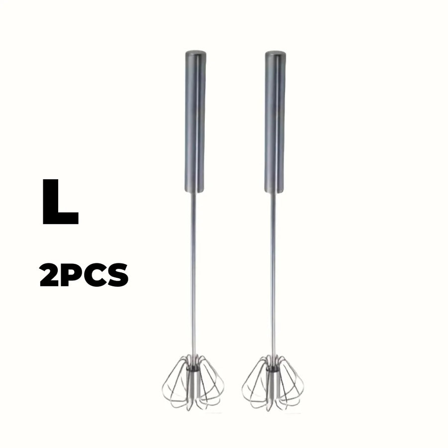 Semi-Automatic Stainless Steel Egg Beater — Hand Push Mixer, S / M / L