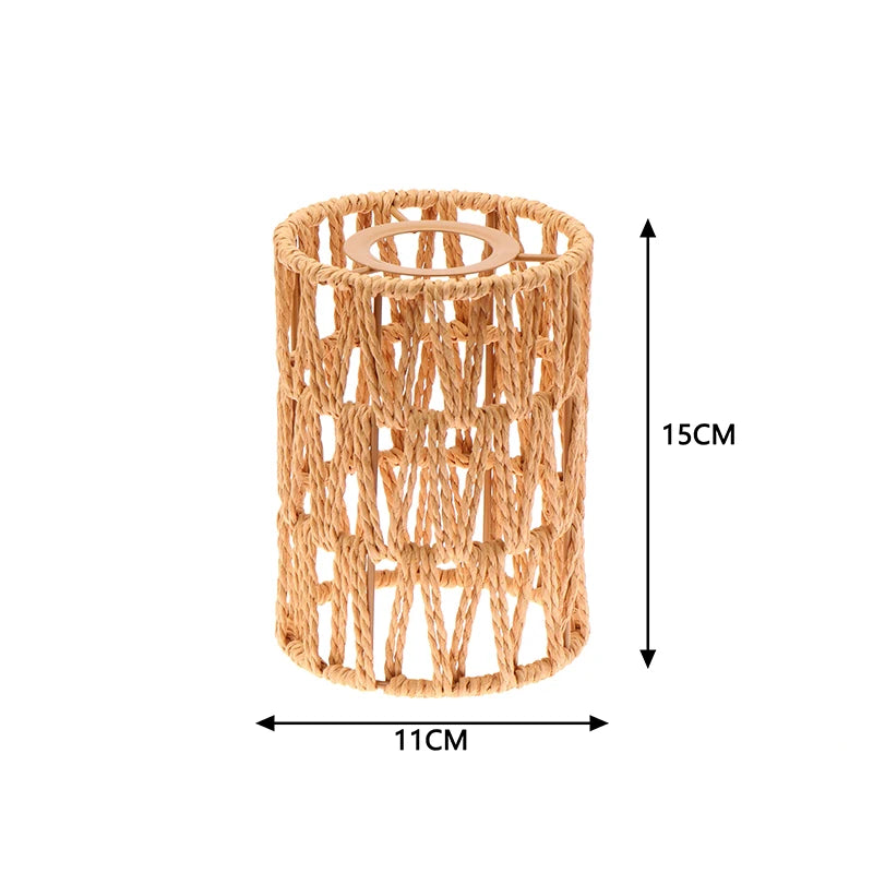 Handmade Woven Rope Lampshade — Rustic Vintage Iron Frame | 7 Styles | Bedroom, Living Room & Hotel
