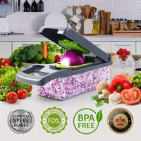 Multifunctional Vegetable Chopper & Slicer — 14-in-1 or 16-in-1, Stainless Steel Blades