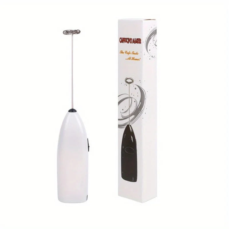 Handheld Electric Milk Frother & Egg Beater — Battery Powered, Stainless Steel