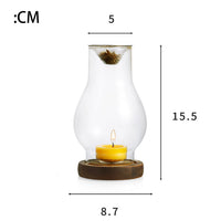 Glass Tea Light Holder with Wooden Base — Aromatherapy Incense Burner