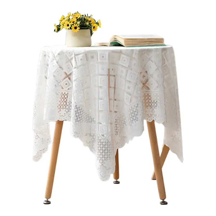 White Lace Tablecloth | Farmhouse & Pastoral Style | 60×60cm