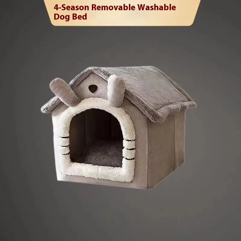 House-Style Pet Bed | Coral Fleece | Dogs & Cats | S/M/L