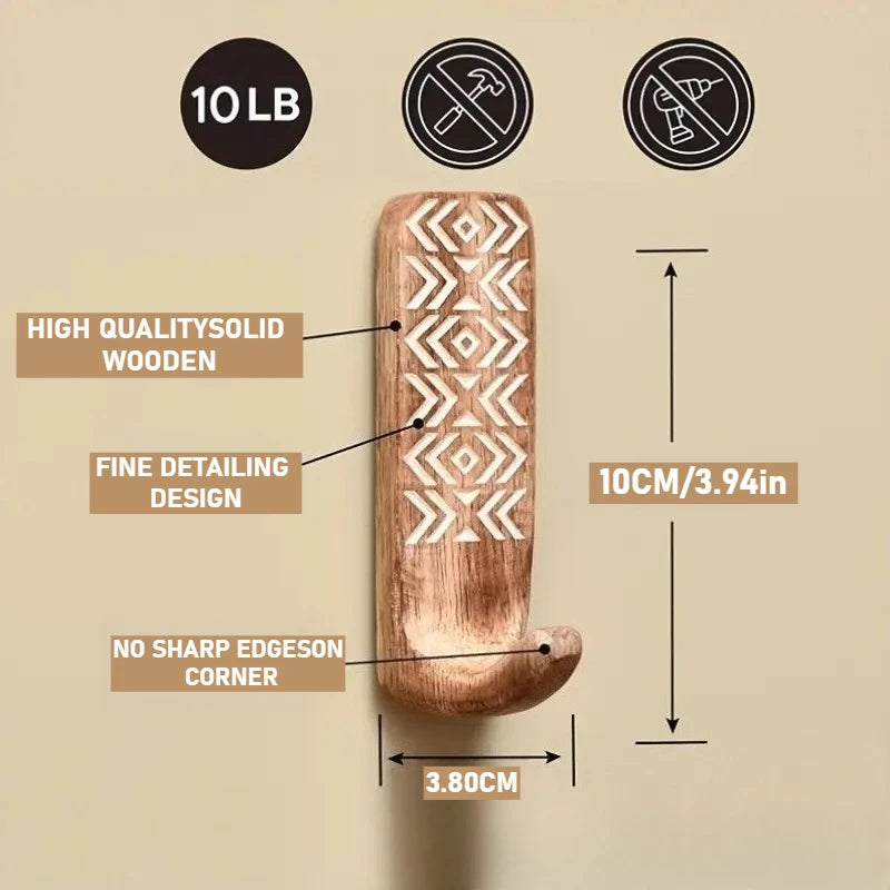 Bohemian wooden wall hooks
