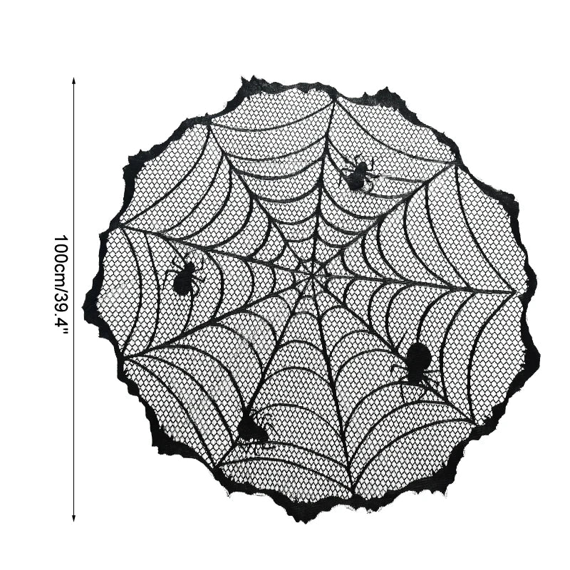 Lace Spider Web & Skeleton Fireplace Mantel Scarf