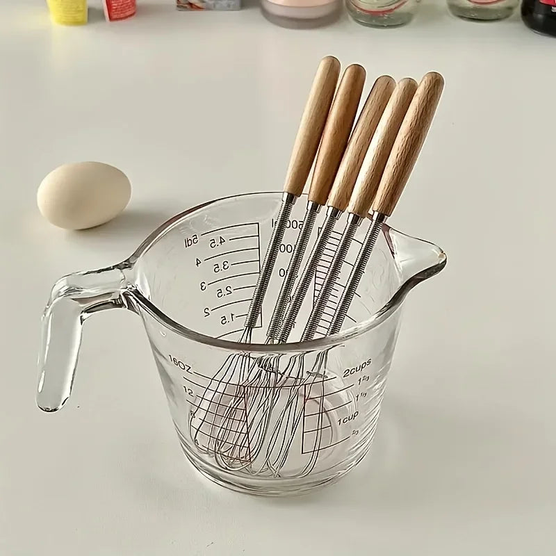 Mini Stainless Steel Whisk with Wooden Handle — Single or 3-Pack