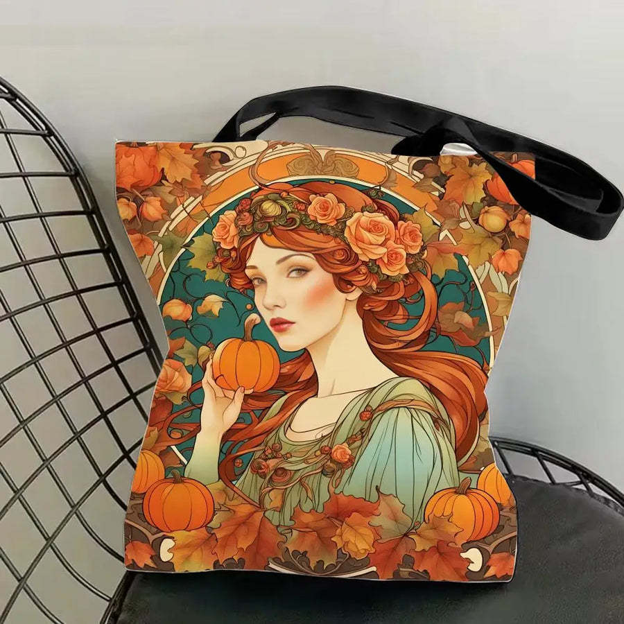 Mucha Series Art Canvas Tote Bag — Double-Sided Print | Eco-Friendly | 12 Designs | 4 Sizes