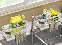 Tap-mounted kitchen shelf organiser
