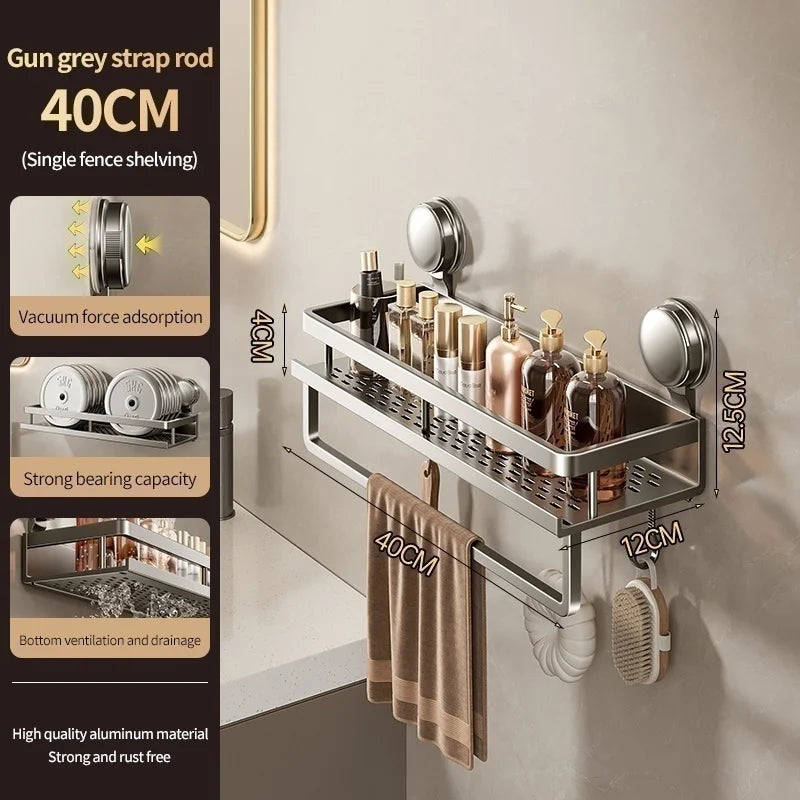 Suction Cup Bathroom Rack — No Drill Required