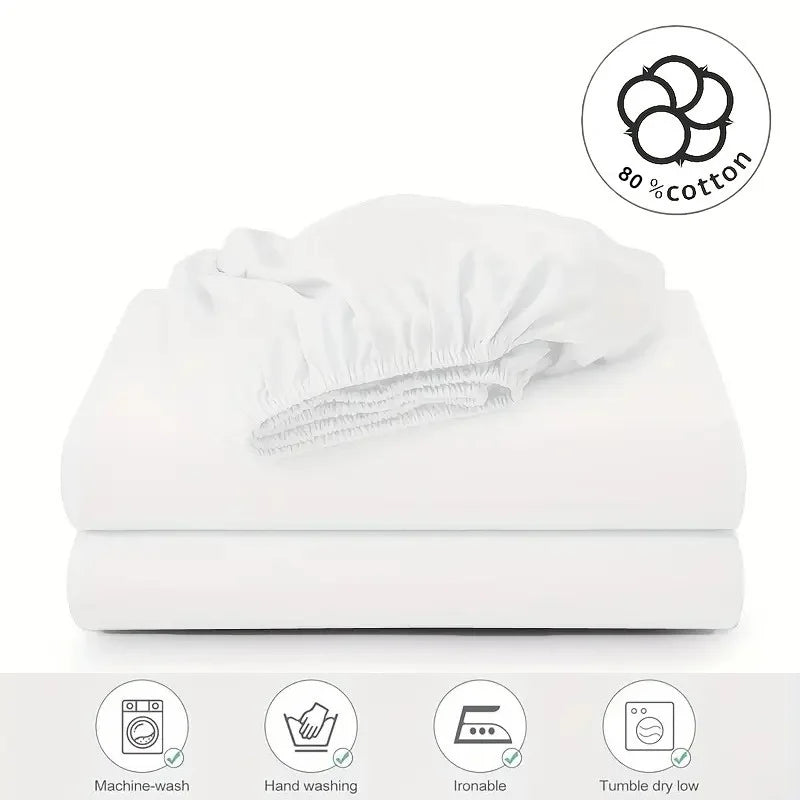 Washed cotton fitted sheet