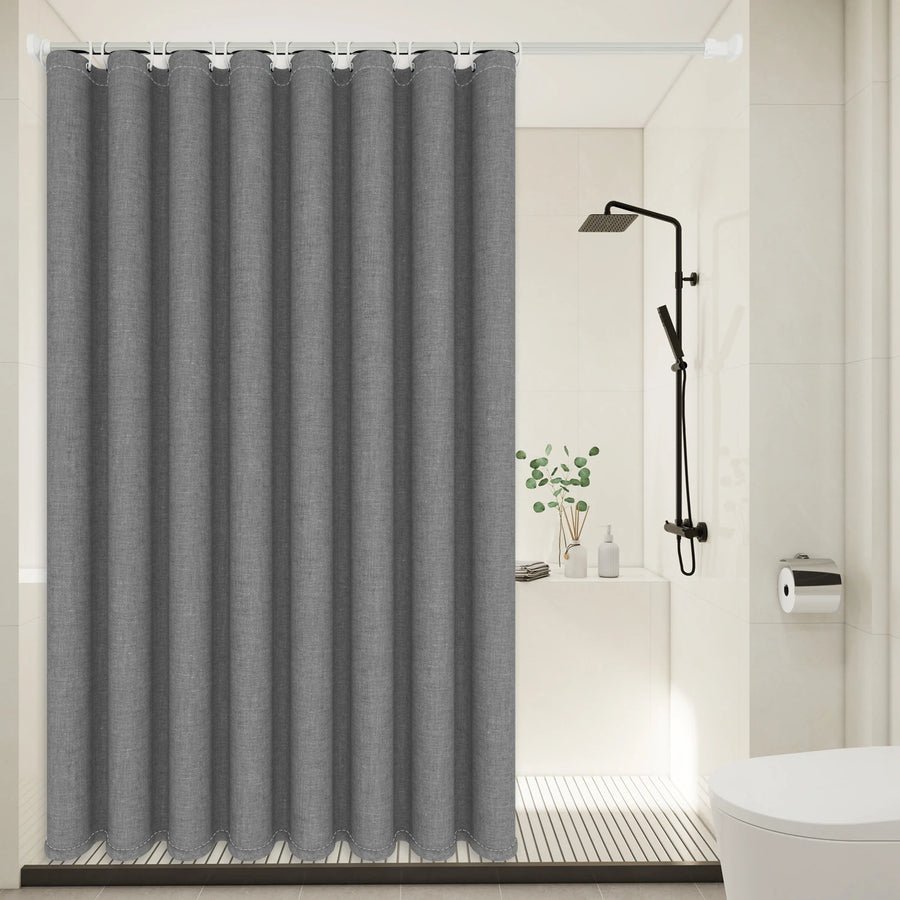 Minimalist Linen Texture Shower Curtain — Weighted Hem | Thick Polyester | 5 Colours | 5 Sizes