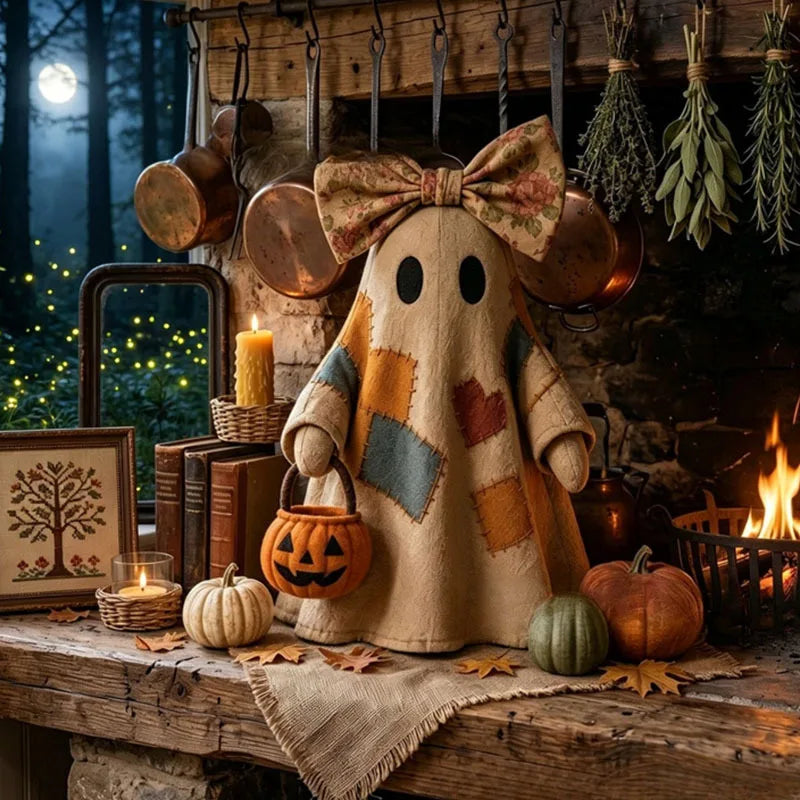 Patchwork Ghost Halloween Ornament