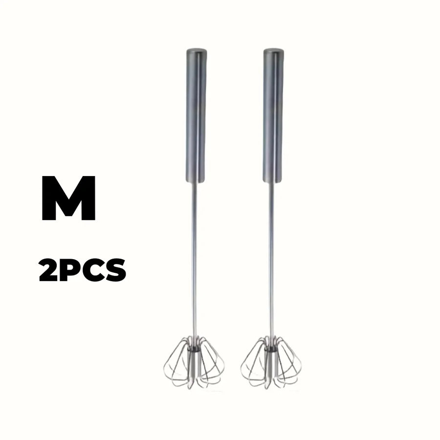 Semi-Automatic Stainless Steel Egg Beater — Hand Push Mixer, S / M / L