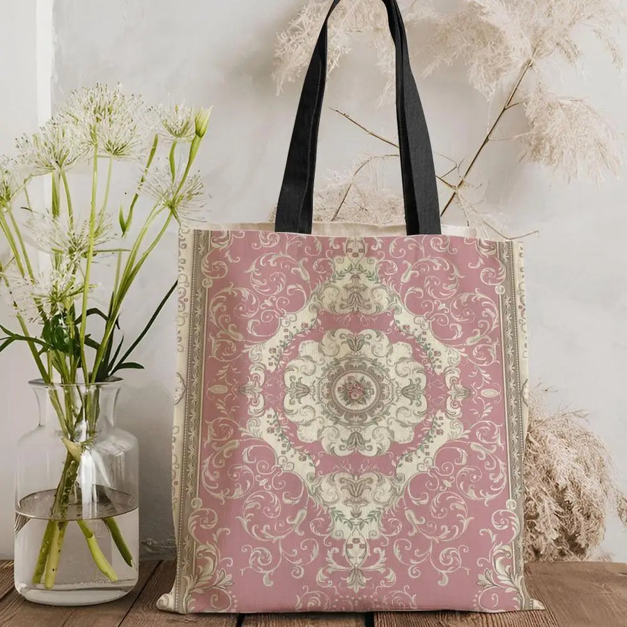 Oriental Pattern Canvas Tote Bag — Eco-Friendly | Large Capacity | 6 Prints | 4 Sizes