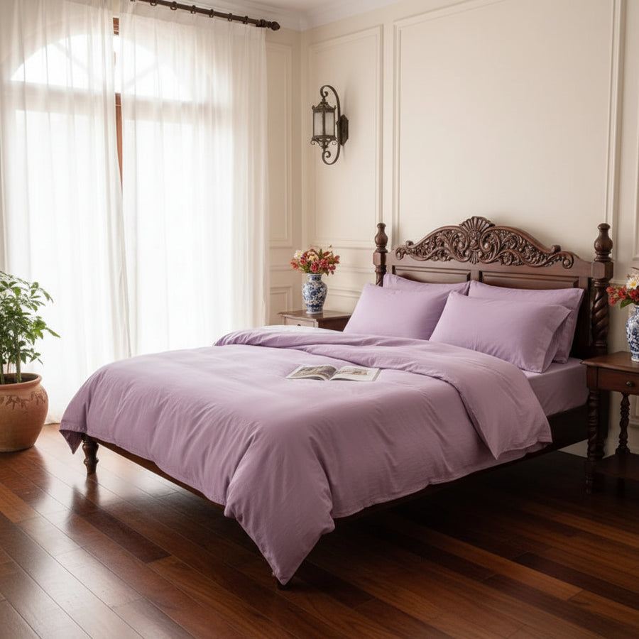 Washed Cotton Duvet Cover Set — 3-Piece, 16 Colours, 12 Sizes