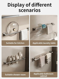 No-Drill Adhesive Towel Bar — Grey, 30–80cm