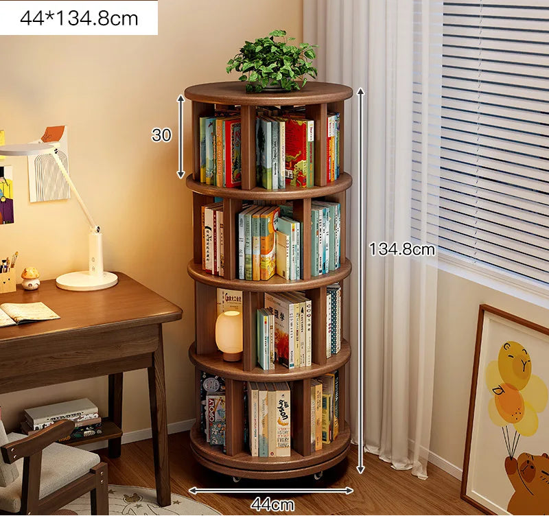 Solid Wood Rotating Bookshelf