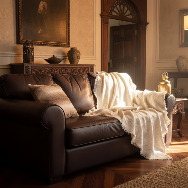 Chunky Tassel Knit Throw — Six-Layer Cotton Gauze | Breathable | Solid Colours