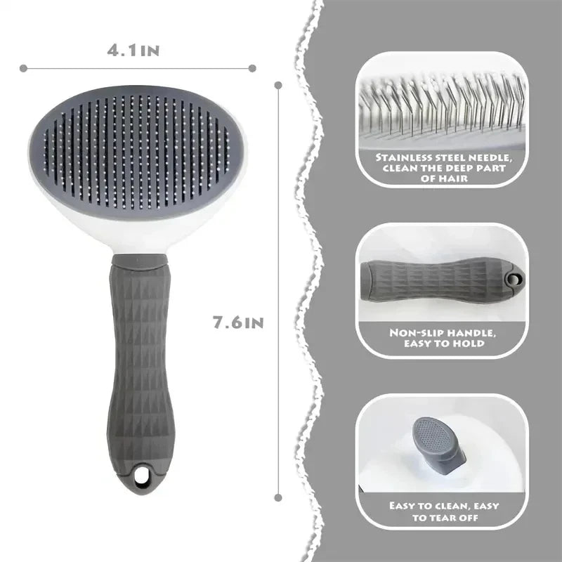 Self-Cleaning Pet Slicker Brush — Dogs & Cats, All Coat Types