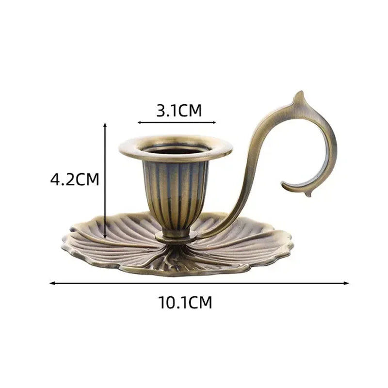 European Handheld Taper Candlestick — Retro Single-Head | Candlelight Dining